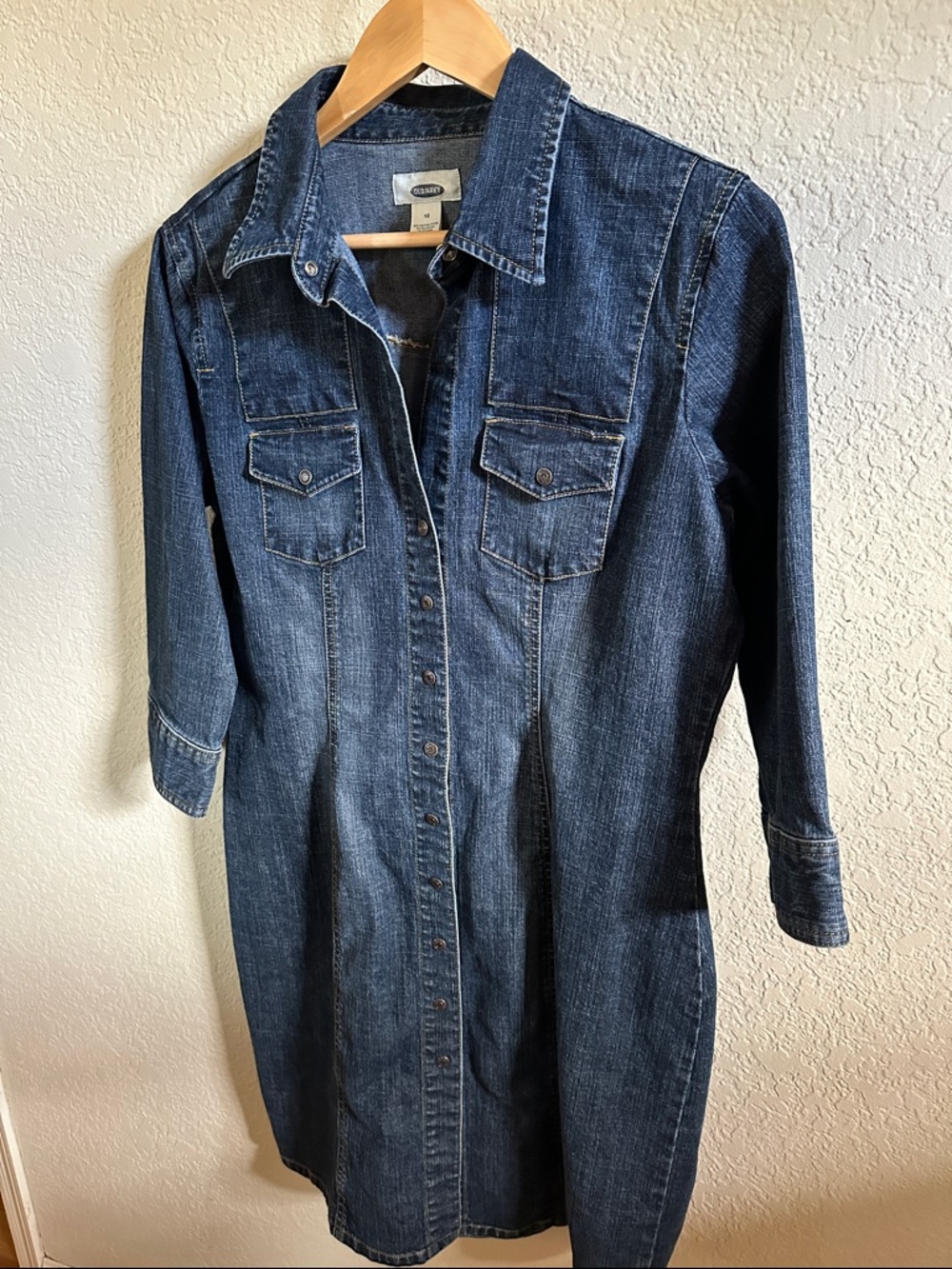 Old Navy Blue Denim Snap Up Dress
